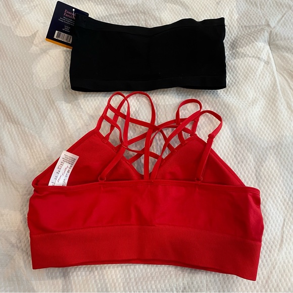 Lot of 1 Red Bralette and 1 Black Seamless Bandeau - Picture 2 of 8